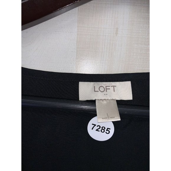 Loft Ann Taylor Black Chiffon Sequined Tank Top Womens Size Large-7285 - Picture 2 of 7